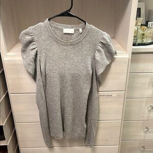 7 For All Mankind - Long Sleeve Puff Shoulder Crewneck in Heather Grey - Size S